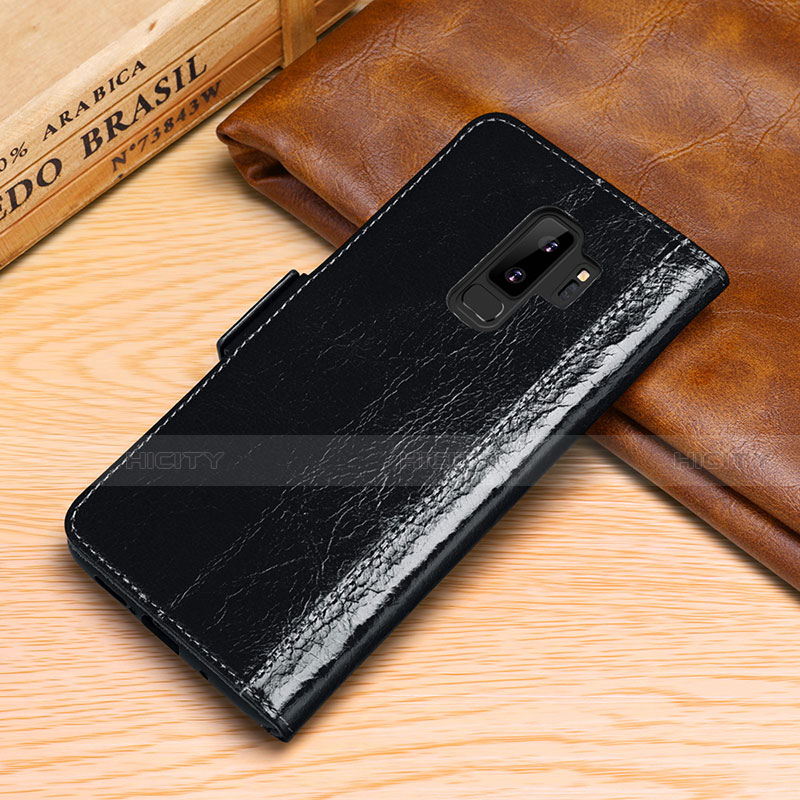 Custodia Portafoglio In Pelle Cover con Supporto P01 per Samsung Galaxy S9 Plus Nero