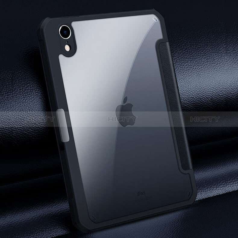 Custodia Portafoglio In Pelle Cover con Supporto P02 per Apple iPad Mini 6 Nero