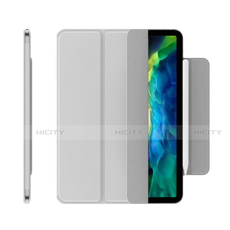 Custodia Portafoglio In Pelle Cover con Supporto per Apple iPad Pro 11 (2021) Argento