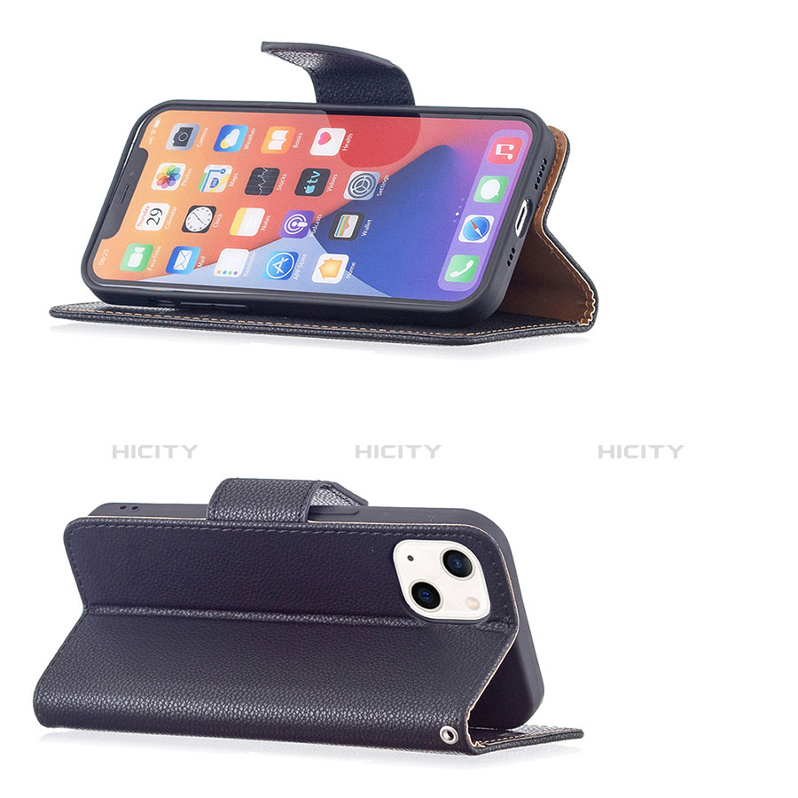 Custodia Portafoglio In Pelle Cover con Supporto per Apple iPhone 13 Mini Nero