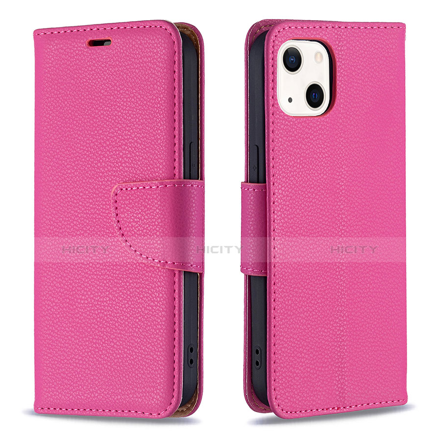 Custodia Portafoglio In Pelle Cover con Supporto per Apple iPhone 13 Mini Rosa Caldo