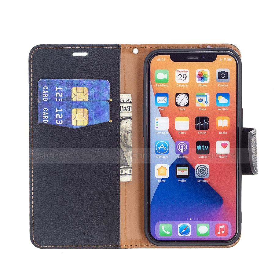 Custodia Portafoglio In Pelle Cover con Supporto per Apple iPhone 13 Nero