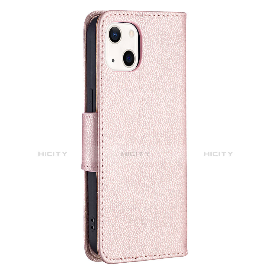 Custodia Portafoglio In Pelle Cover con Supporto per Apple iPhone 13 Oro Rosa