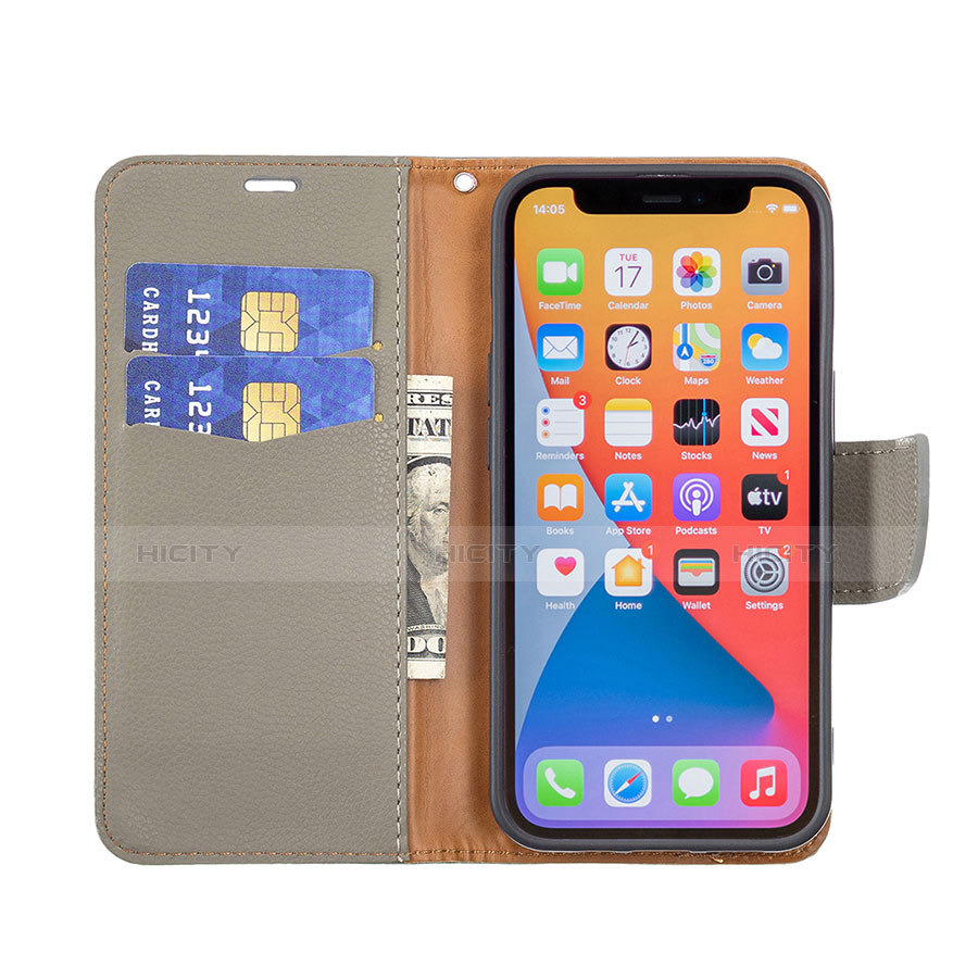 Custodia Portafoglio In Pelle Cover con Supporto per Apple iPhone 13 Pro Khaki