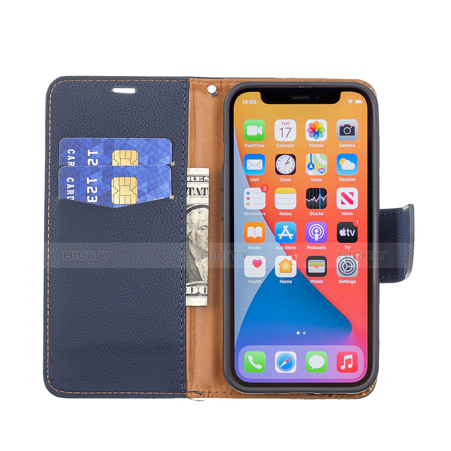 Custodia Portafoglio In Pelle Cover con Supporto per Apple iPhone 13 Pro Max Blu Notte