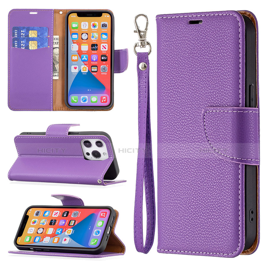 Custodia Portafoglio In Pelle Cover con Supporto per Apple iPhone 13 Pro Max Viola