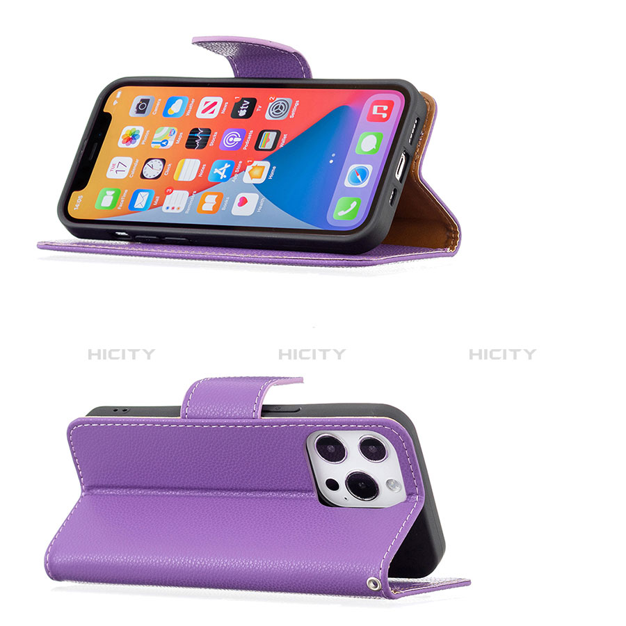 Custodia Portafoglio In Pelle Cover con Supporto per Apple iPhone 13 Pro Max Viola