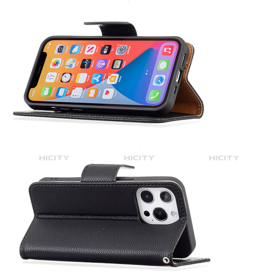 Custodia Portafoglio In Pelle Cover con Supporto per Apple iPhone 13 Pro Nero