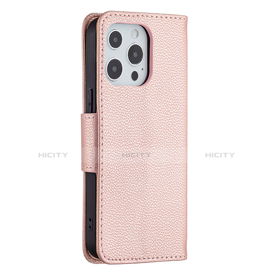 Custodia Portafoglio In Pelle Cover con Supporto per Apple iPhone 13 Pro Oro Rosa