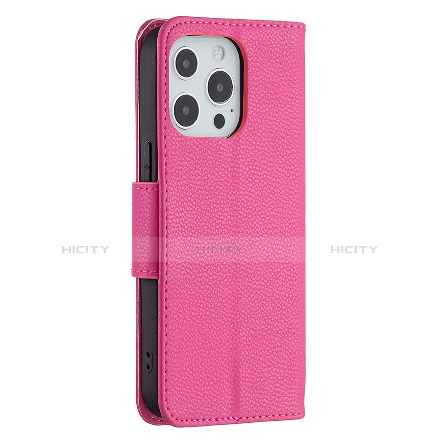 Custodia Portafoglio In Pelle Cover con Supporto per Apple iPhone 13 Pro Rosa Caldo