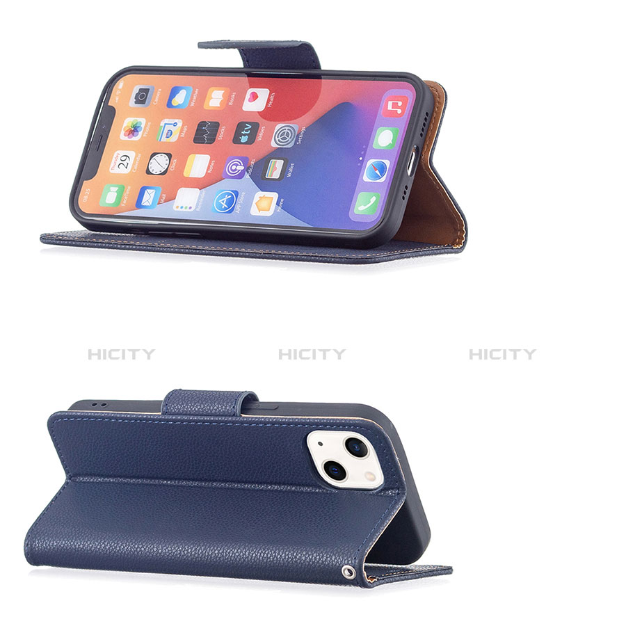 Custodia Portafoglio In Pelle Cover con Supporto per Apple iPhone 14 Blu