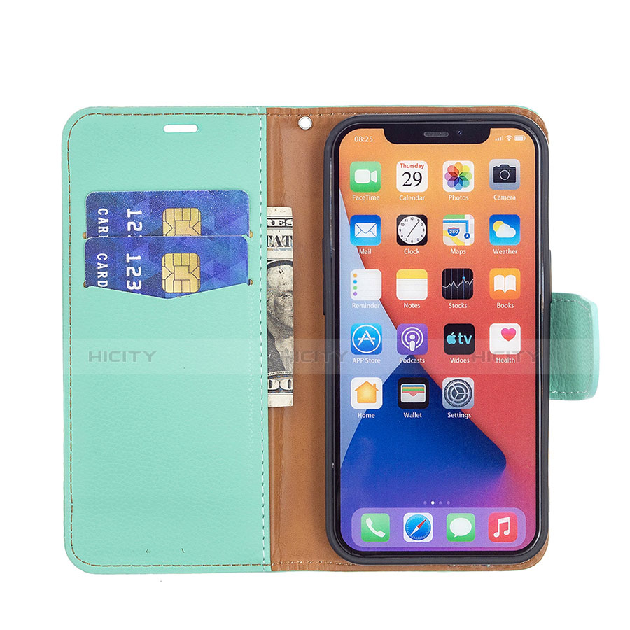 Custodia Portafoglio In Pelle Cover con Supporto per Apple iPhone 14 Ciano