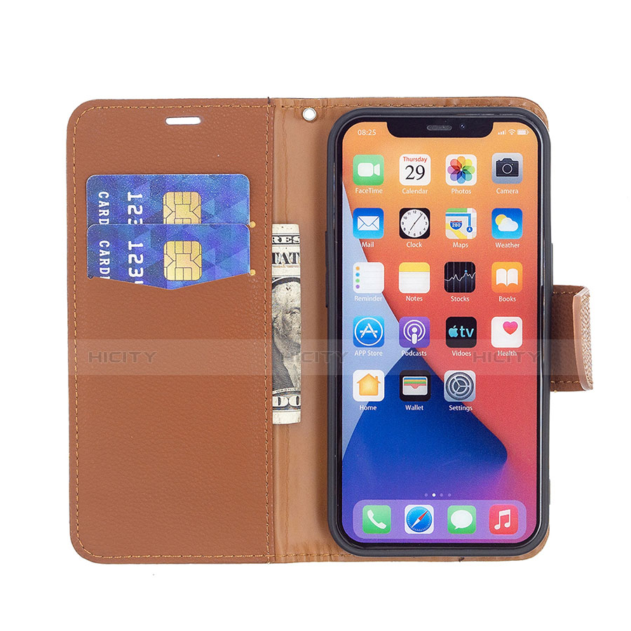 Custodia Portafoglio In Pelle Cover con Supporto per Apple iPhone 14 Marrone