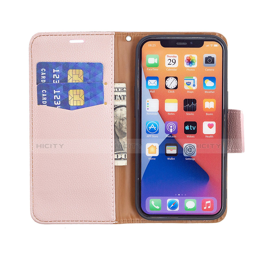 Custodia Portafoglio In Pelle Cover con Supporto per Apple iPhone 14 Oro Rosa