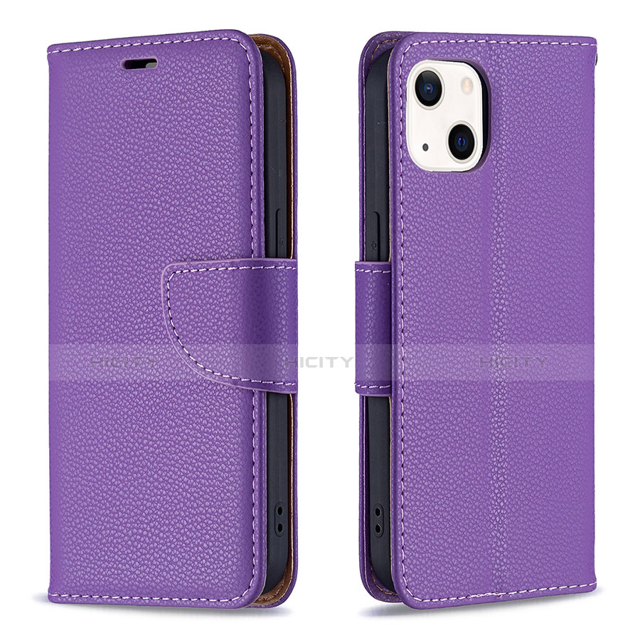 Custodia Portafoglio In Pelle Cover con Supporto per Apple iPhone 14 Plus Viola