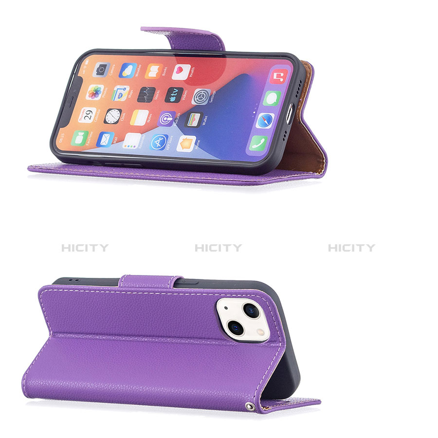 Custodia Portafoglio In Pelle Cover con Supporto per Apple iPhone 14 Plus Viola