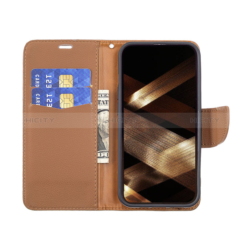 Custodia Portafoglio In Pelle Cover con Supporto per Apple iPhone 14 Pro Marrone