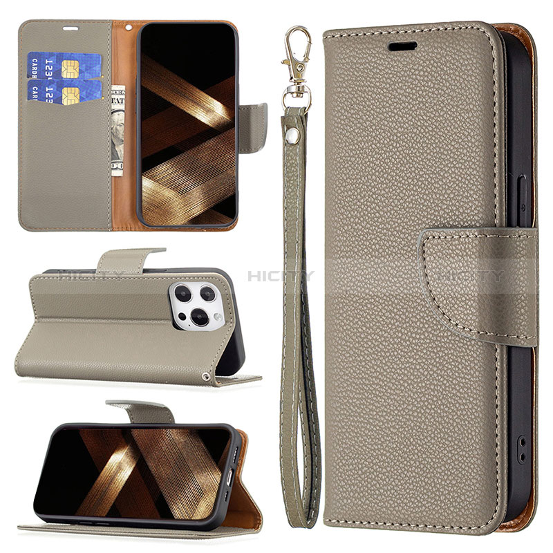 Custodia Portafoglio In Pelle Cover con Supporto per Apple iPhone 14 Pro Max Khaki