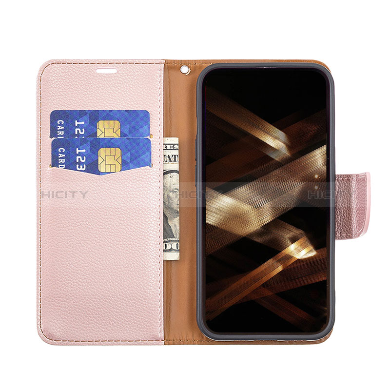 Custodia Portafoglio In Pelle Cover con Supporto per Apple iPhone 14 Pro Max Oro Rosa