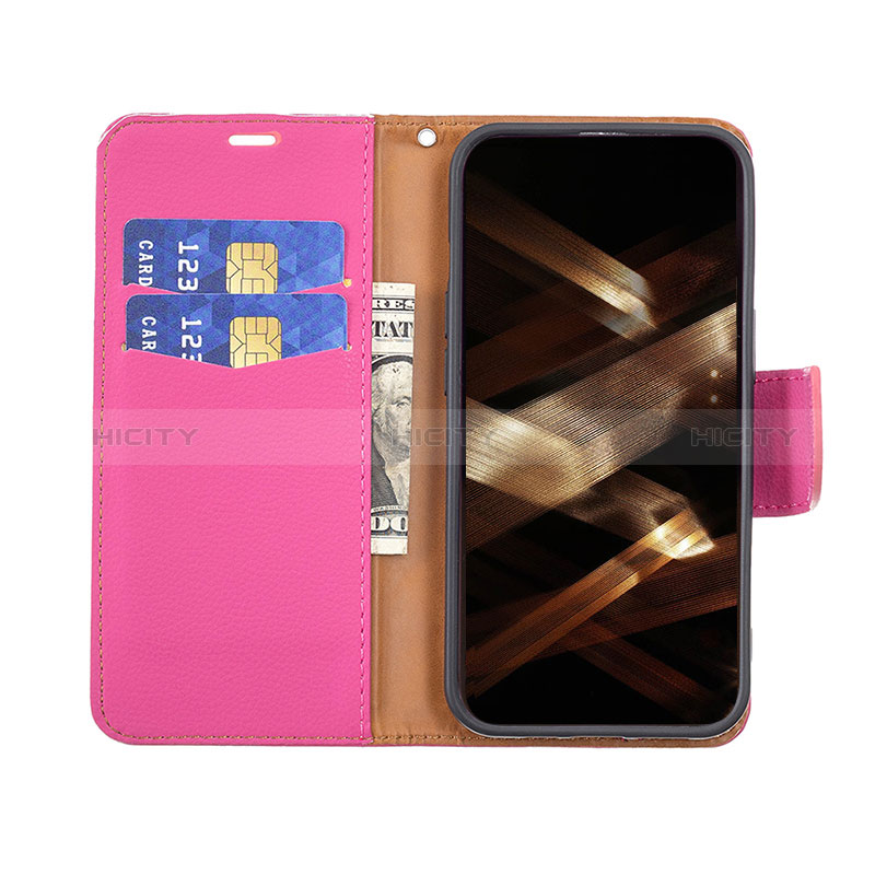 Custodia Portafoglio In Pelle Cover con Supporto per Apple iPhone 14 Pro Max Rosa Caldo