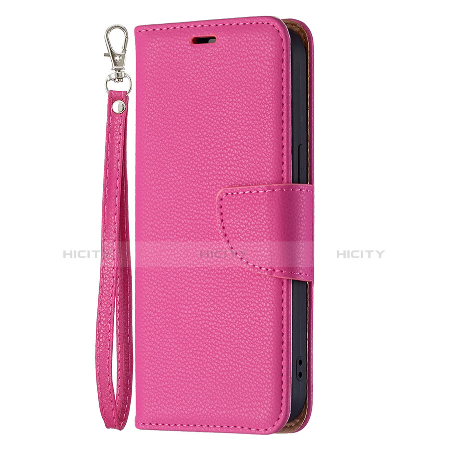 Custodia Portafoglio In Pelle Cover con Supporto per Apple iPhone 14 Rosa Caldo