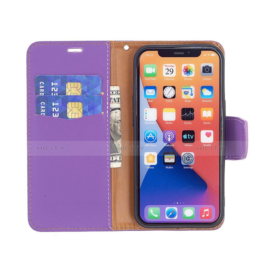 Custodia Portafoglio In Pelle Cover con Supporto per Apple iPhone 14 Viola