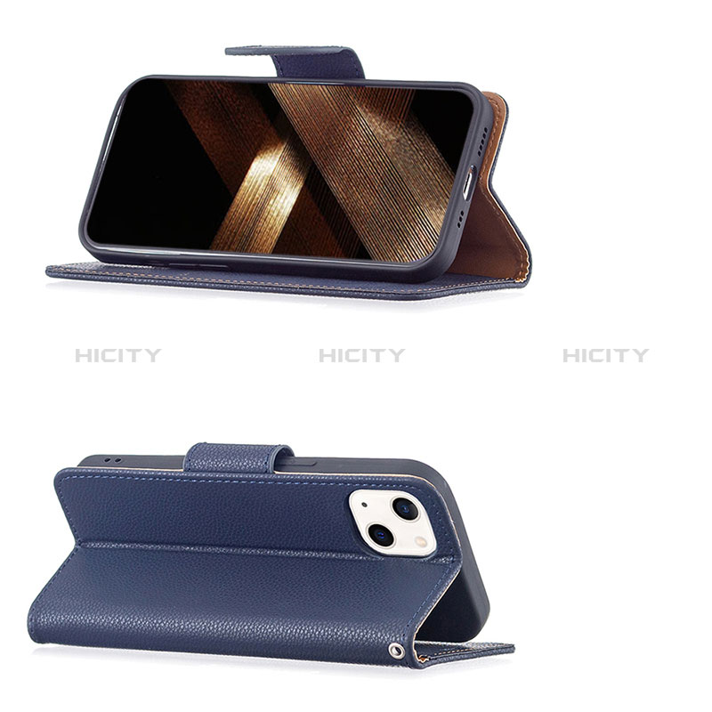 Custodia Portafoglio In Pelle Cover con Supporto per Apple iPhone 15 Blu