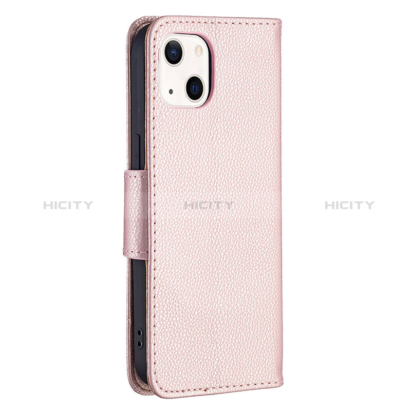 Custodia Portafoglio In Pelle Cover con Supporto per Apple iPhone 15 Oro Rosa