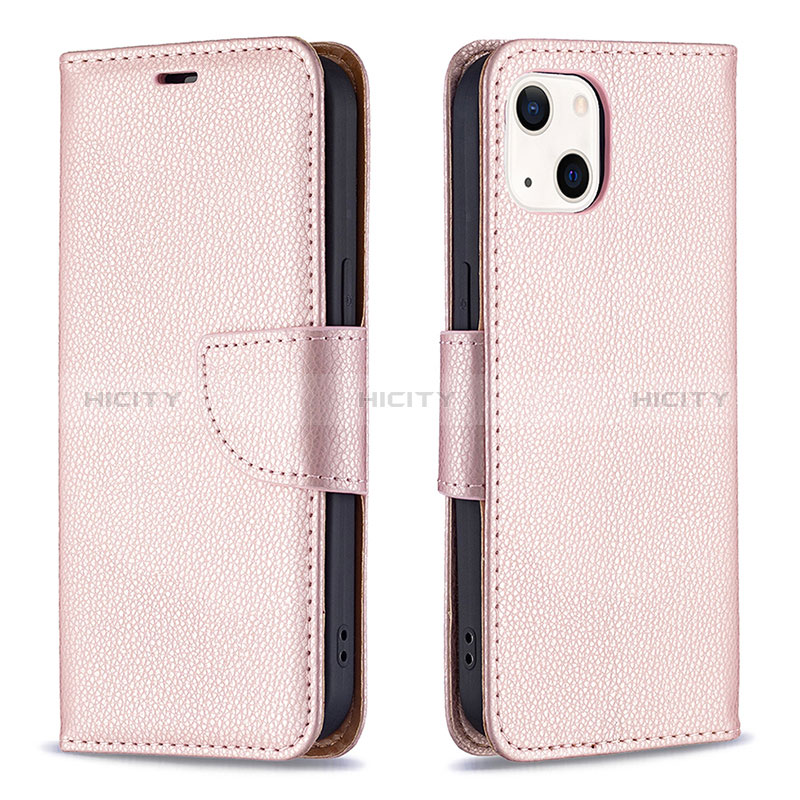 Custodia Portafoglio In Pelle Cover con Supporto per Apple iPhone 15 Plus Oro Rosa