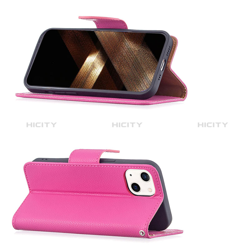 Custodia Portafoglio In Pelle Cover con Supporto per Apple iPhone 15 Plus Rosa Caldo