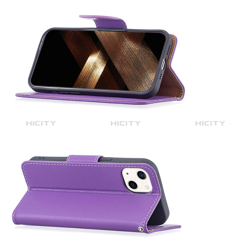 Custodia Portafoglio In Pelle Cover con Supporto per Apple iPhone 15 Plus Viola