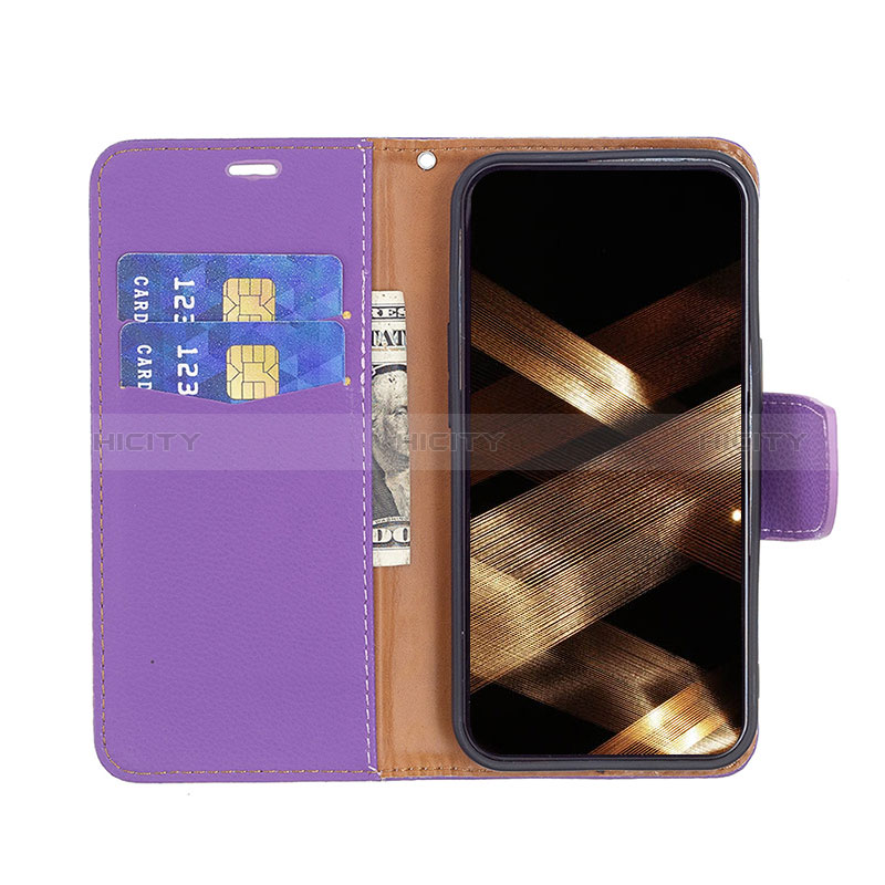 Custodia Portafoglio In Pelle Cover con Supporto per Apple iPhone 15 Plus Viola