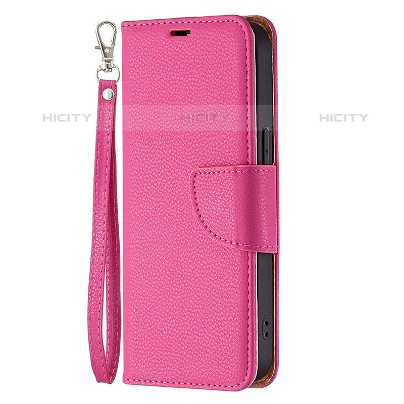 Custodia Portafoglio In Pelle Cover con Supporto per Apple iPhone 15 Pro Max Rosa Caldo