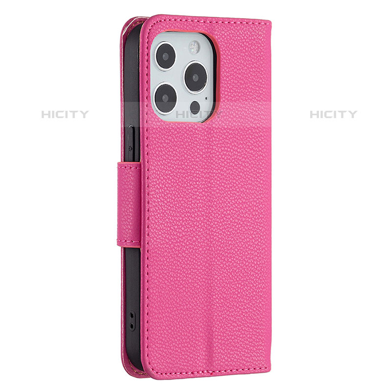 Custodia Portafoglio In Pelle Cover con Supporto per Apple iPhone 15 Pro Max Rosa Caldo