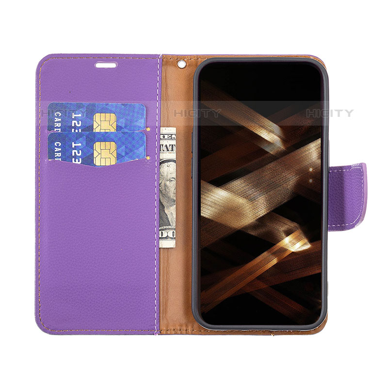 Custodia Portafoglio In Pelle Cover con Supporto per Apple iPhone 15 Pro Max Viola