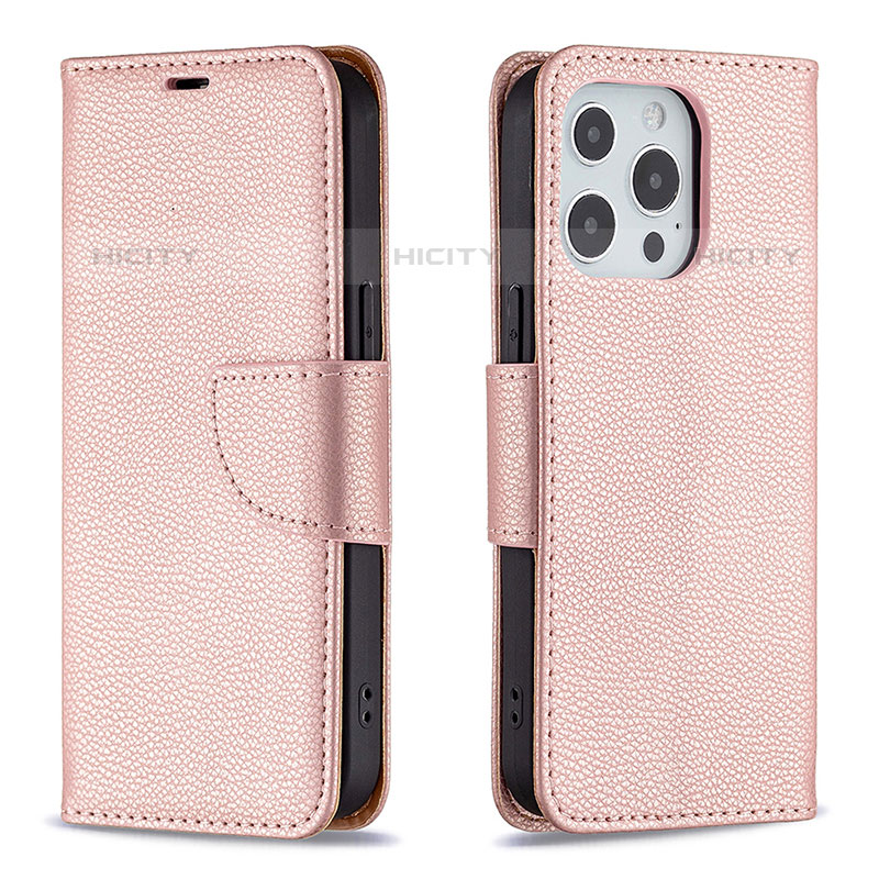 Custodia Portafoglio In Pelle Cover con Supporto per Apple iPhone 16 Pro Max Oro Rosa