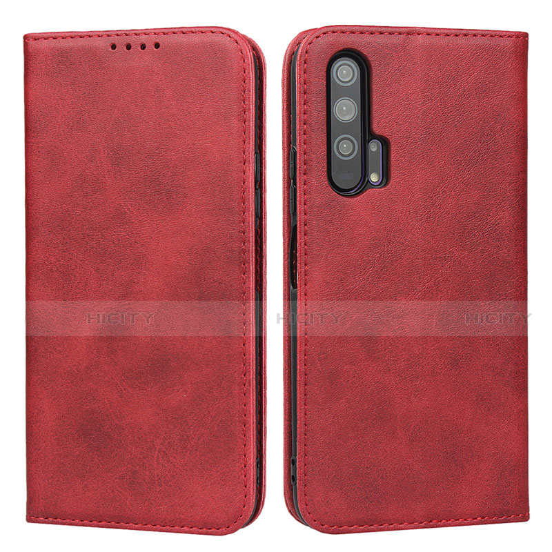 Custodia Portafoglio In Pelle Cover con Supporto per Huawei Honor 20 Pro Rosso