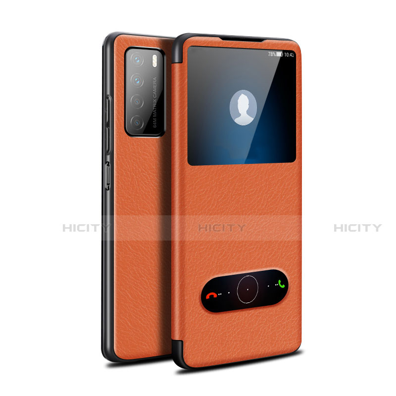 Custodia Portafoglio In Pelle Cover con Supporto per Huawei Honor Play4 5G Arancione