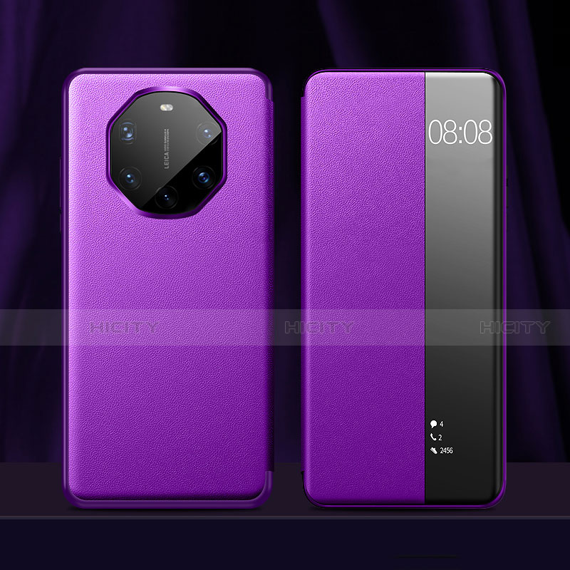 Custodia Portafoglio In Pelle Cover con Supporto per Huawei Mate 40 RS Viola