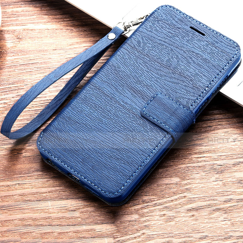 Custodia Portafoglio In Pelle Cover con Supporto per Huawei Y6 Pro (2019) Blu