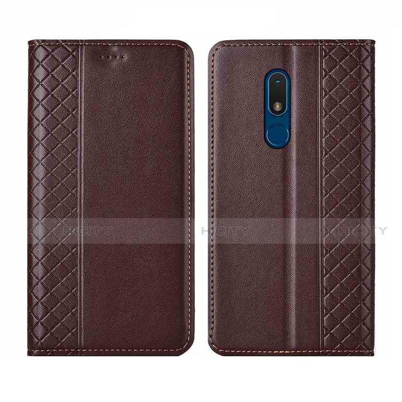 Custodia Portafoglio In Pelle Cover con Supporto per Nokia C3 Marrone