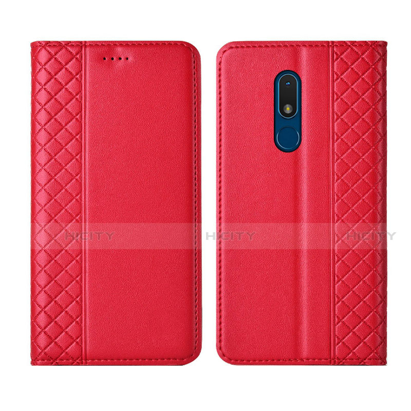 Custodia Portafoglio In Pelle Cover con Supporto per Nokia C3 Rosso