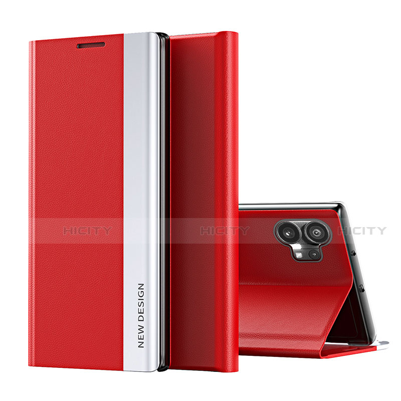 Custodia Portafoglio In Pelle Cover con Supporto per Nothing Phone 1 Rosso