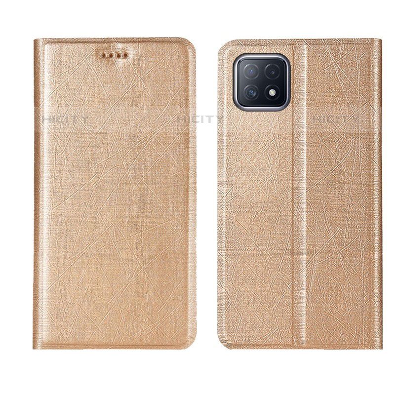 Custodia Portafoglio In Pelle Cover con Supporto per Oppo A53 5G Oro