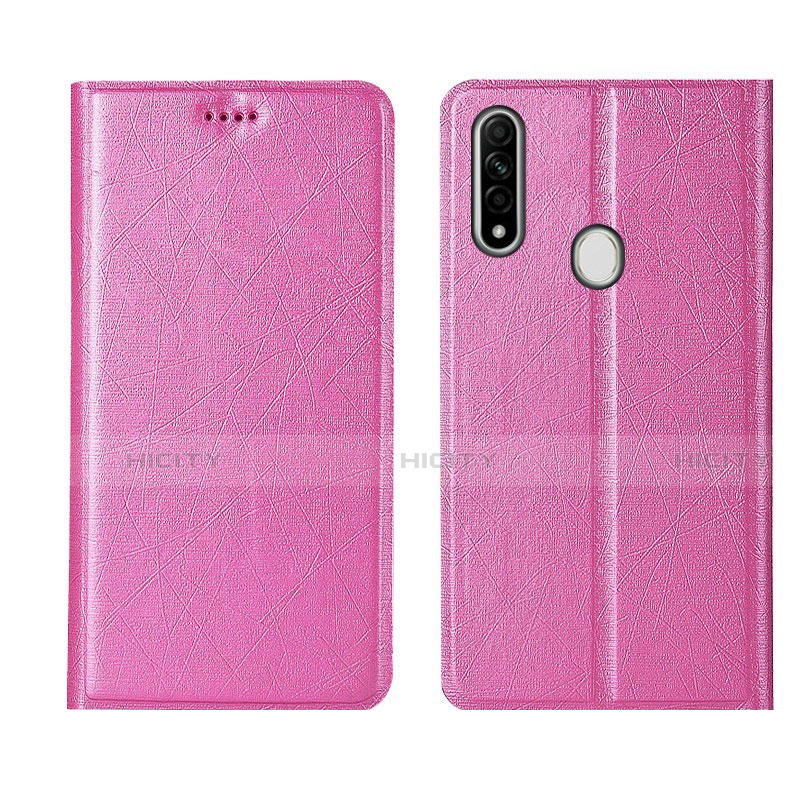 Custodia Portafoglio In Pelle Cover con Supporto per Oppo A8 Rosa