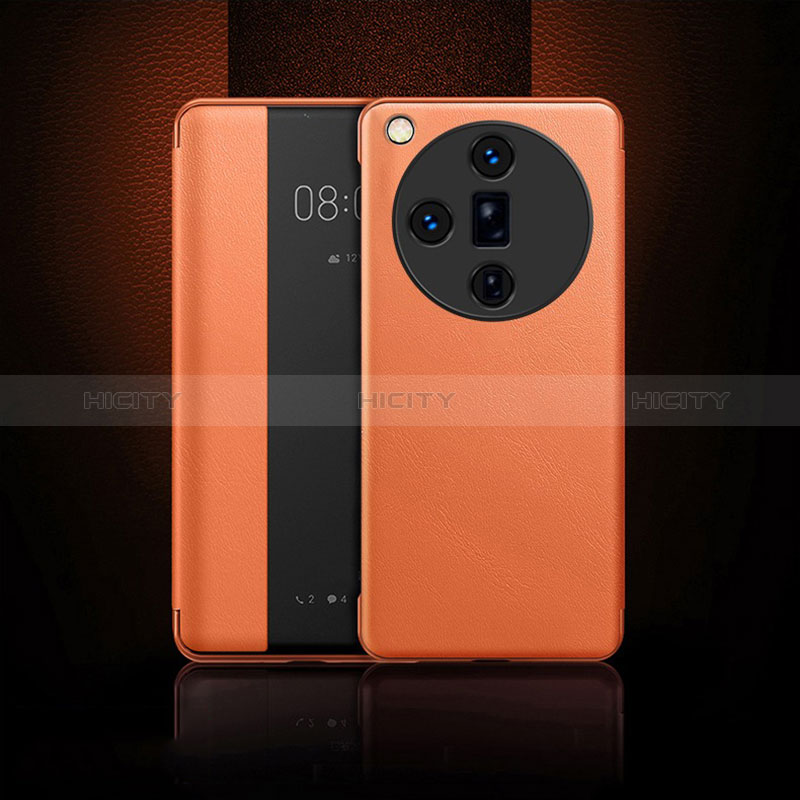 Custodia Portafoglio In Pelle Cover con Supporto per Oppo Find X7 Ultra 5G Arancione