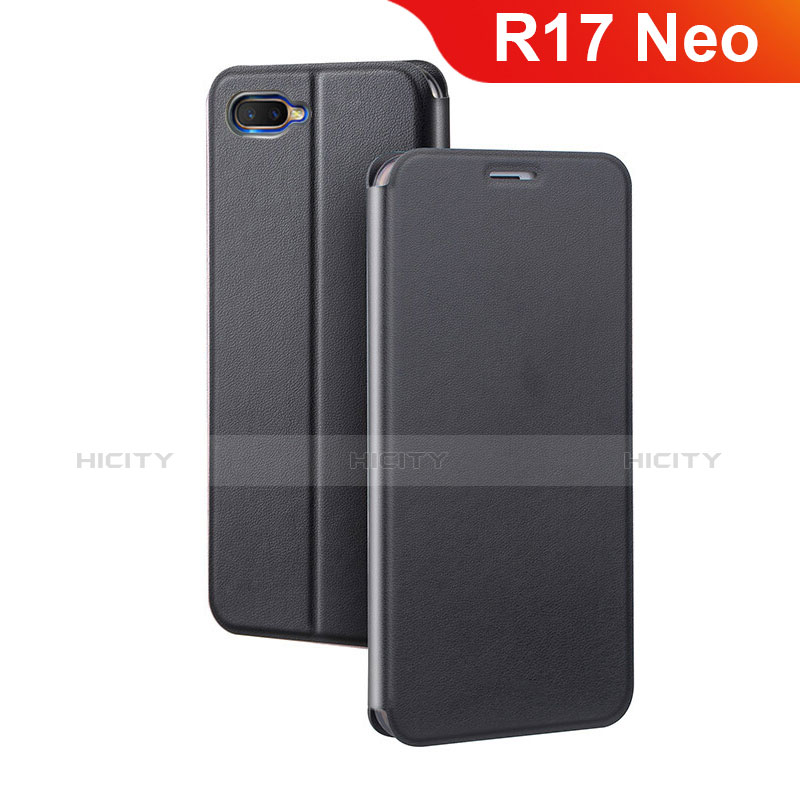 Custodia Portafoglio In Pelle Cover con Supporto per Oppo R17 Neo Nero