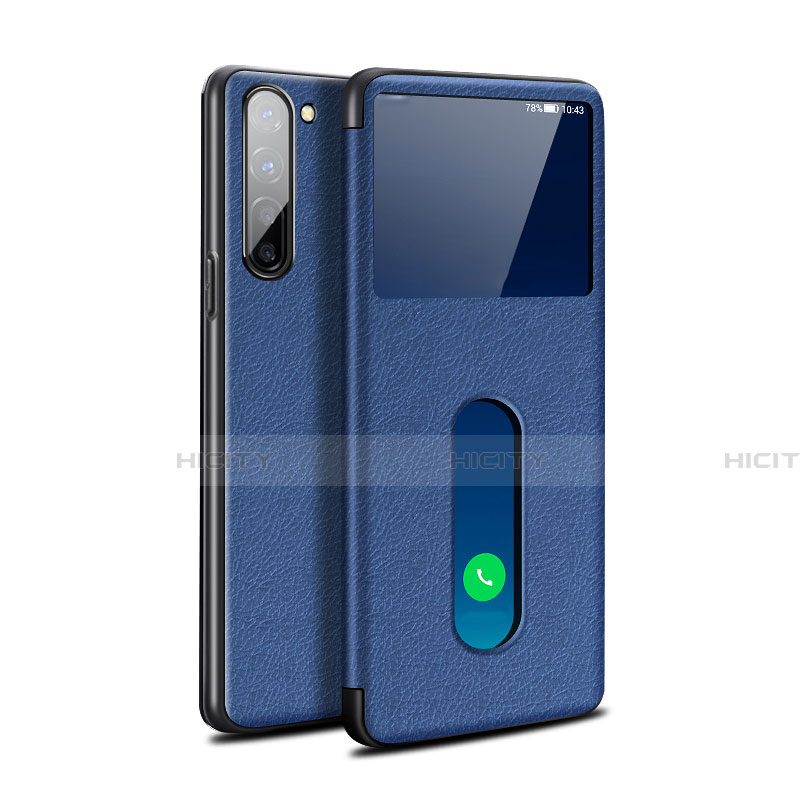 Custodia Portafoglio In Pelle Cover con Supporto per Oppo Reno3 Blu