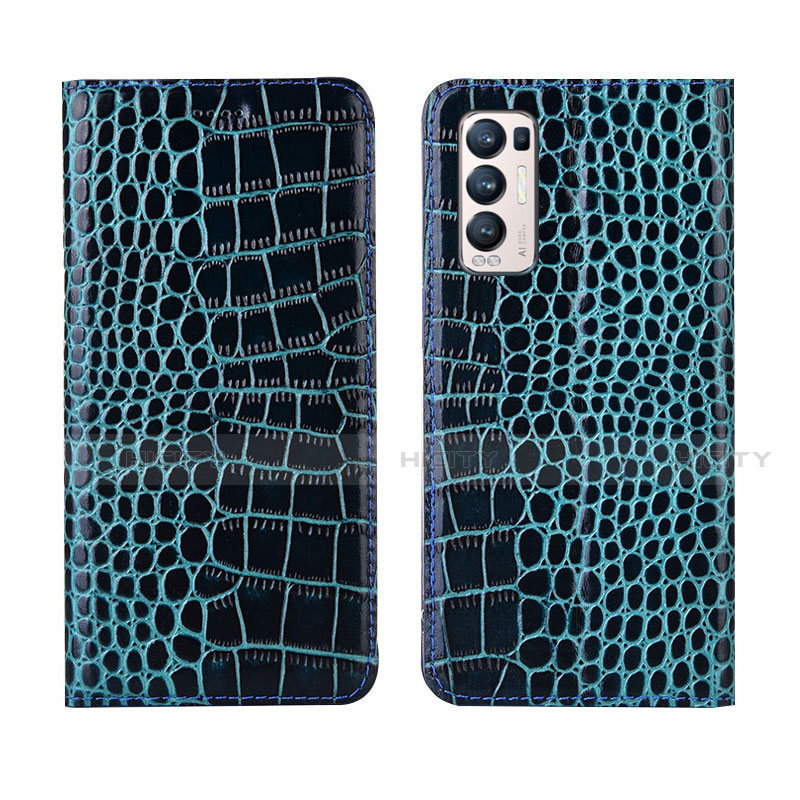 Custodia Portafoglio In Pelle Cover con Supporto per Oppo Reno5 Pro+ Plus 5G Blu