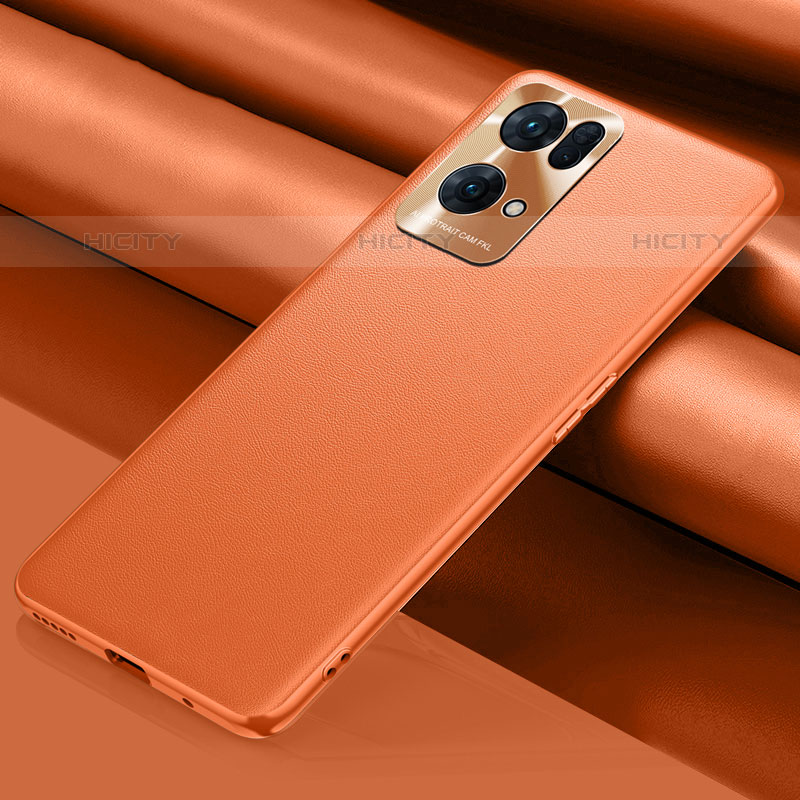 Custodia Portafoglio In Pelle Cover con Supporto per Oppo Reno7 Pro 5G Arancione